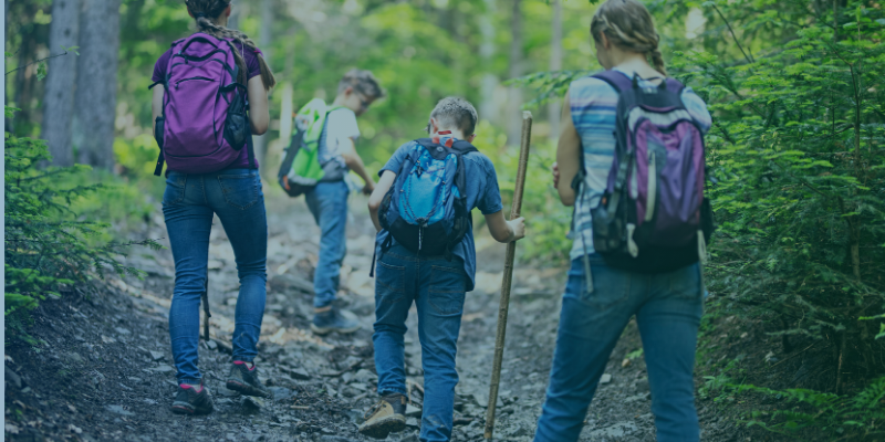 A family enjoying a hike